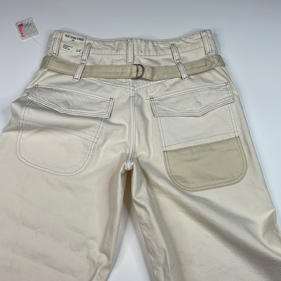 Free People NWT Waterfalls Wide Leg Baggy Jeans Ivory Combo Size 28 - Picture 12 of 14